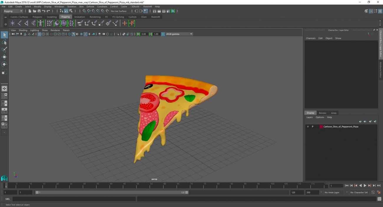 Cartoon Slice of Pepperoni Pizza 3D