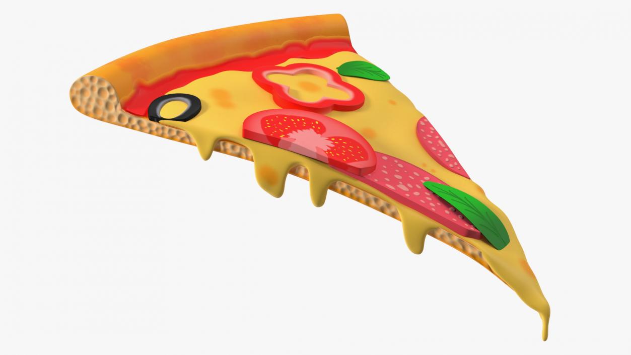 Cartoon Slice of Pepperoni Pizza 3D