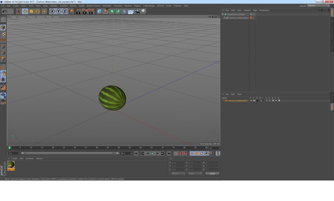 3D Cartoon Watermelon model