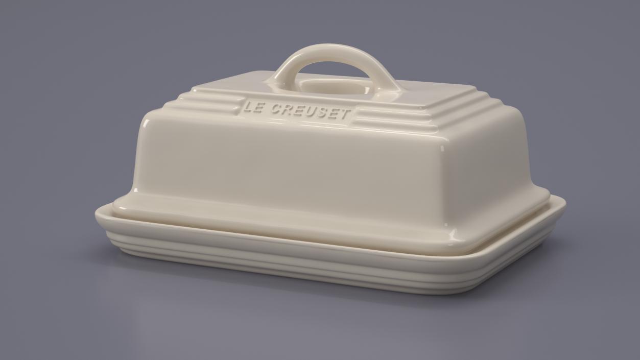 3D European Butter Dish Le Creuse White