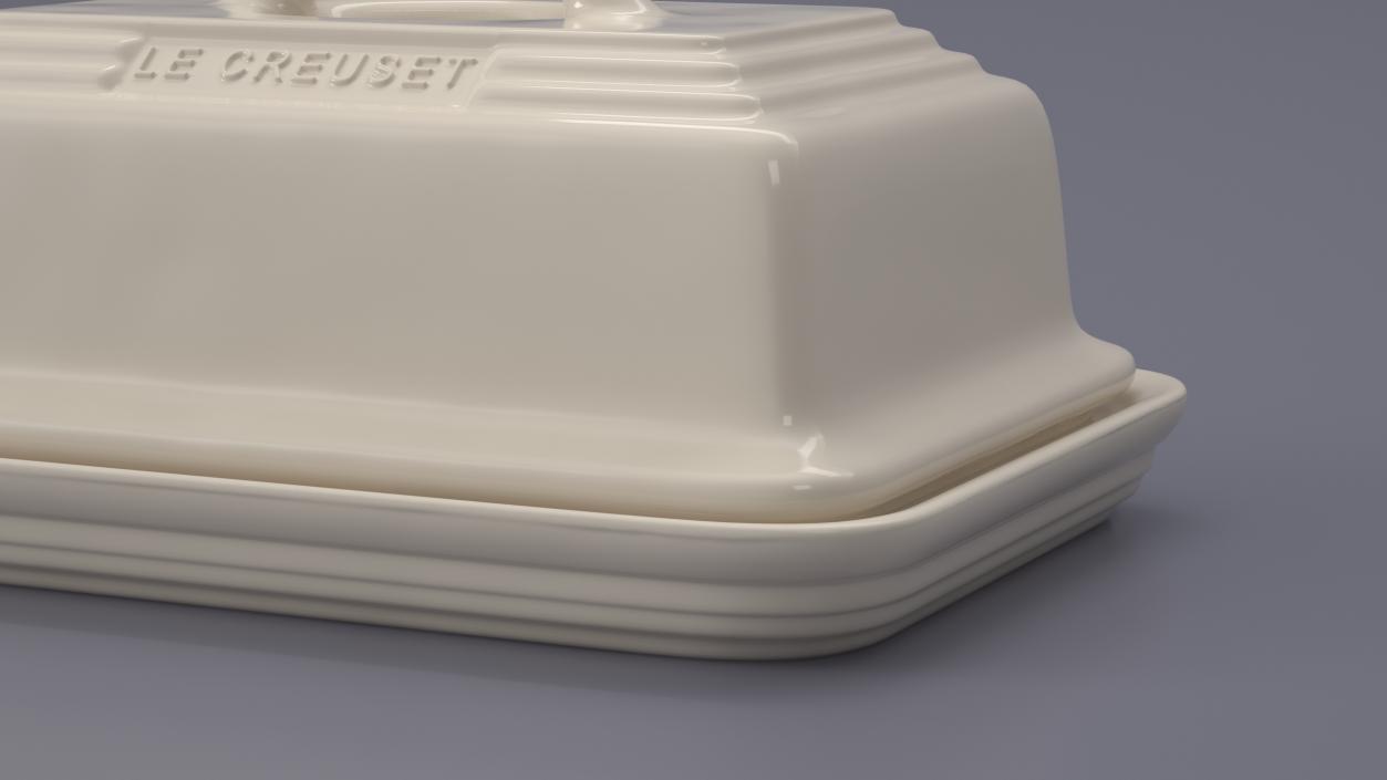 3D European Butter Dish Le Creuse White