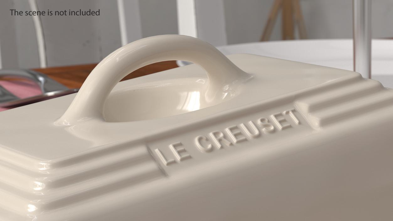 3D European Butter Dish Le Creuse White