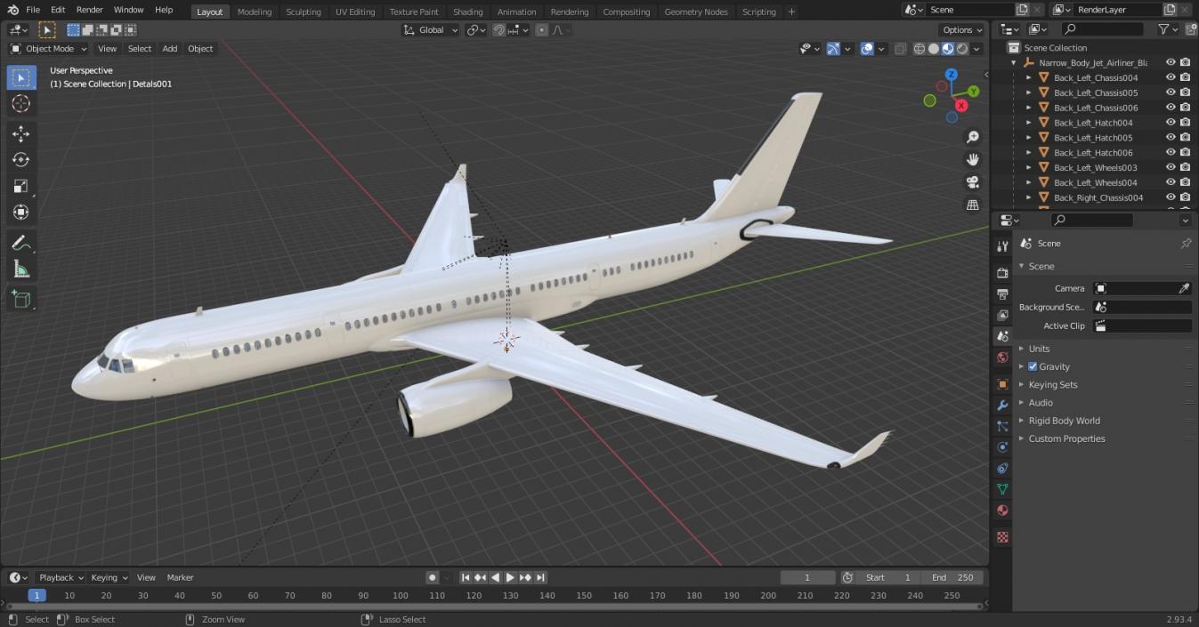 Narrow-Body Jet Airliner Blank Livery Flight 3D model