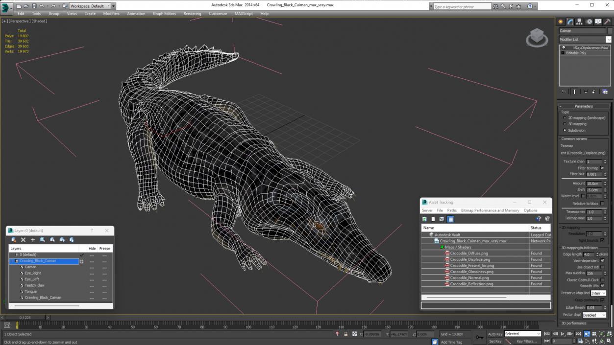 3D Crawling Black Caiman