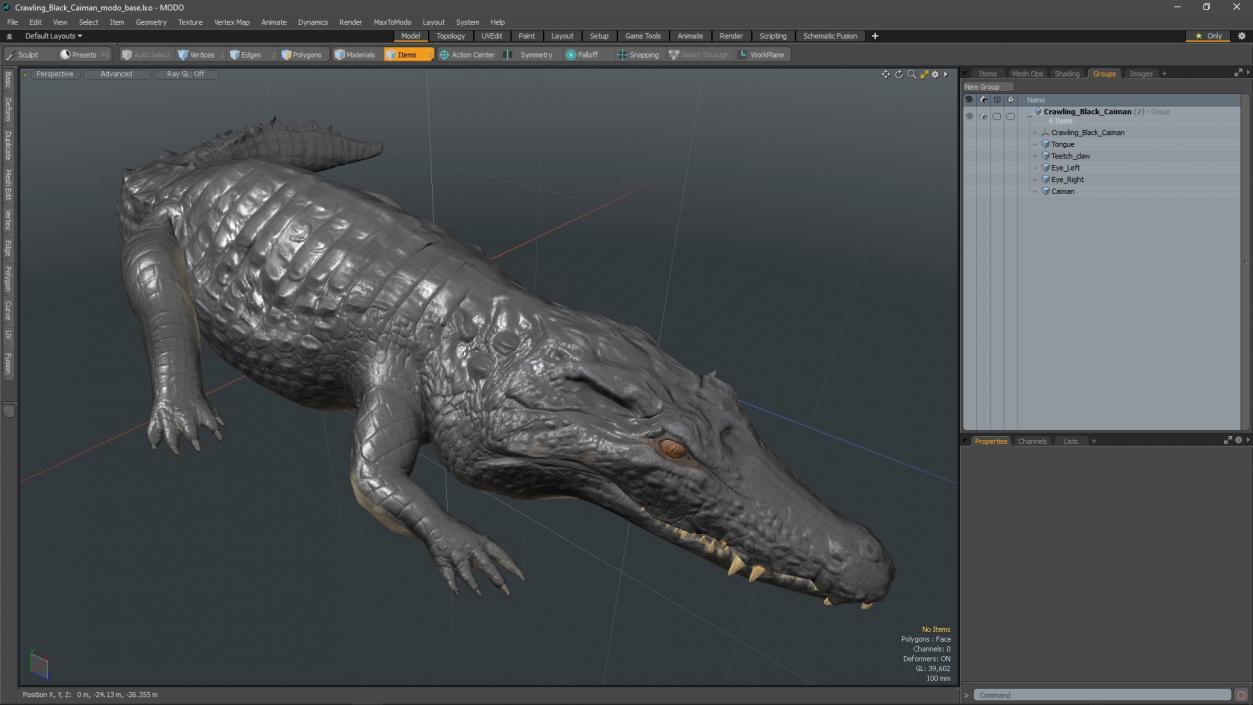 3D Crawling Black Caiman