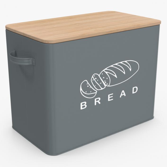 3D Kitchen Bread Box Grey Big