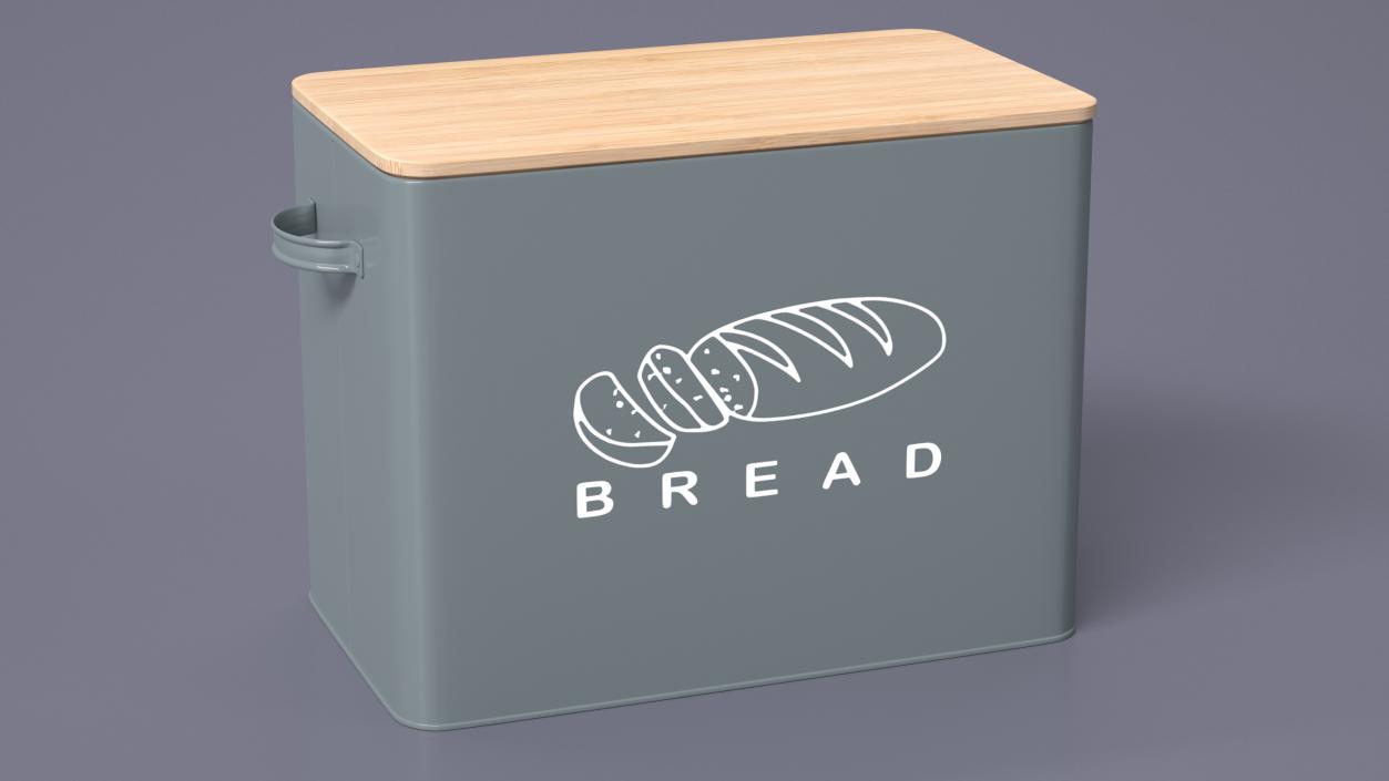 3D Kitchen Bread Box Grey Big