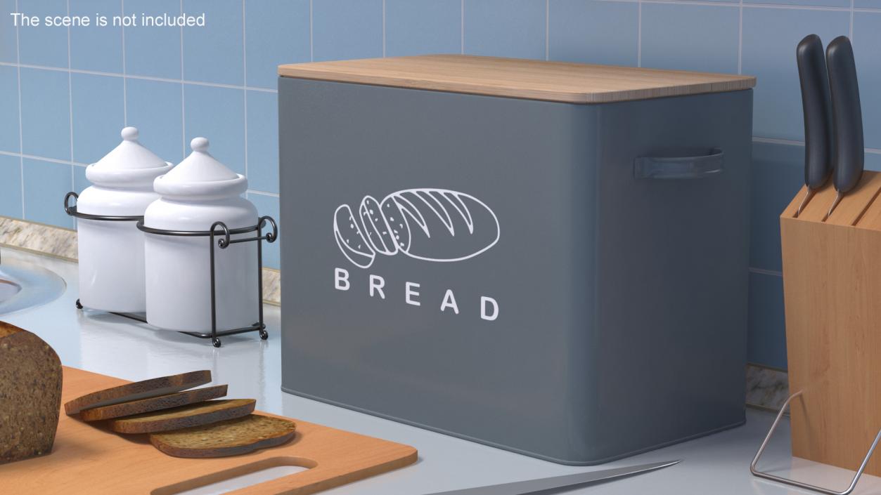 3D Kitchen Bread Box Grey Big