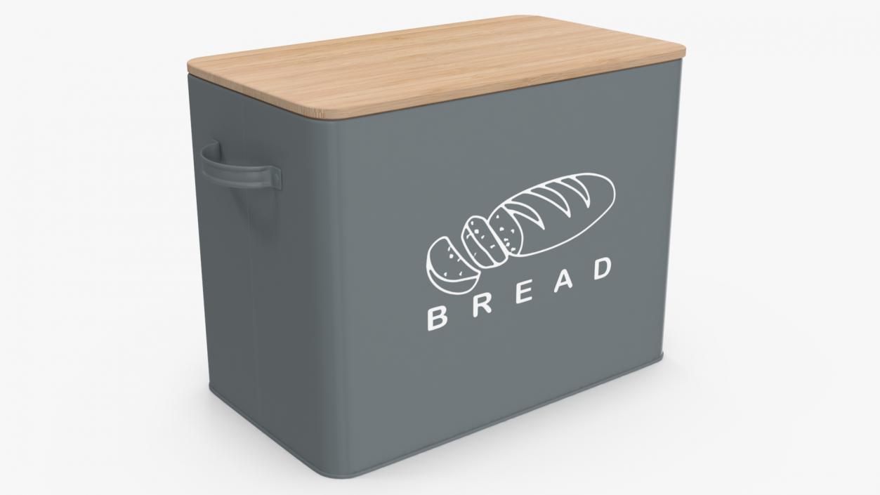 3D Kitchen Bread Box Grey Big