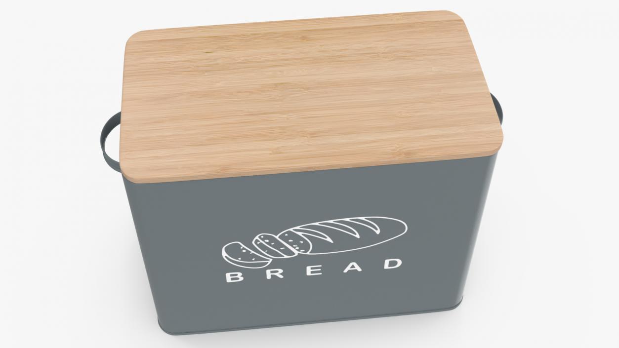 3D Kitchen Bread Box Grey Big