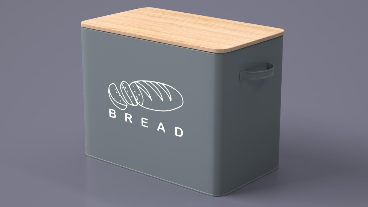 3D Kitchen Bread Box Grey Big