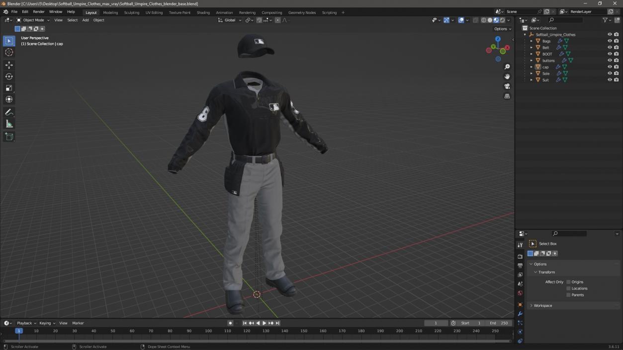 3D Softball Umpire Clothes model