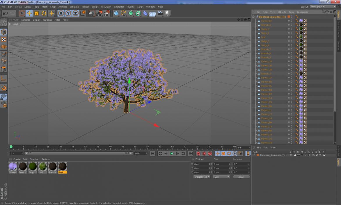 3D Blooming Jacaranda Tree model