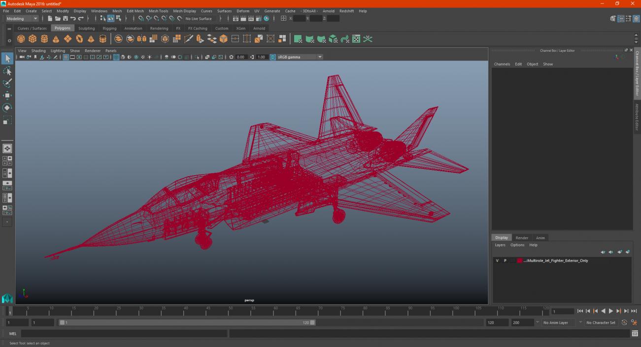 3D model Multirole Jet Fighter Exterior Only