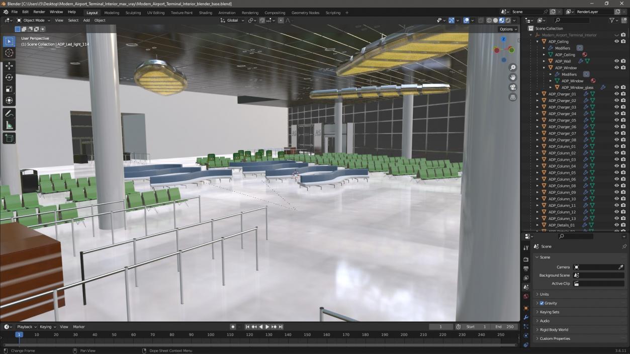 Modern Airport Terminal Interior 3D