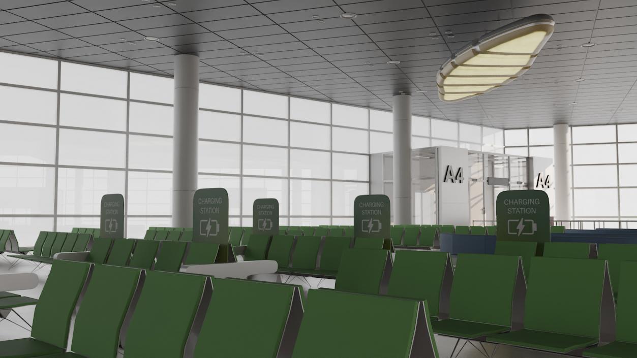 Modern Airport Terminal Interior 3D