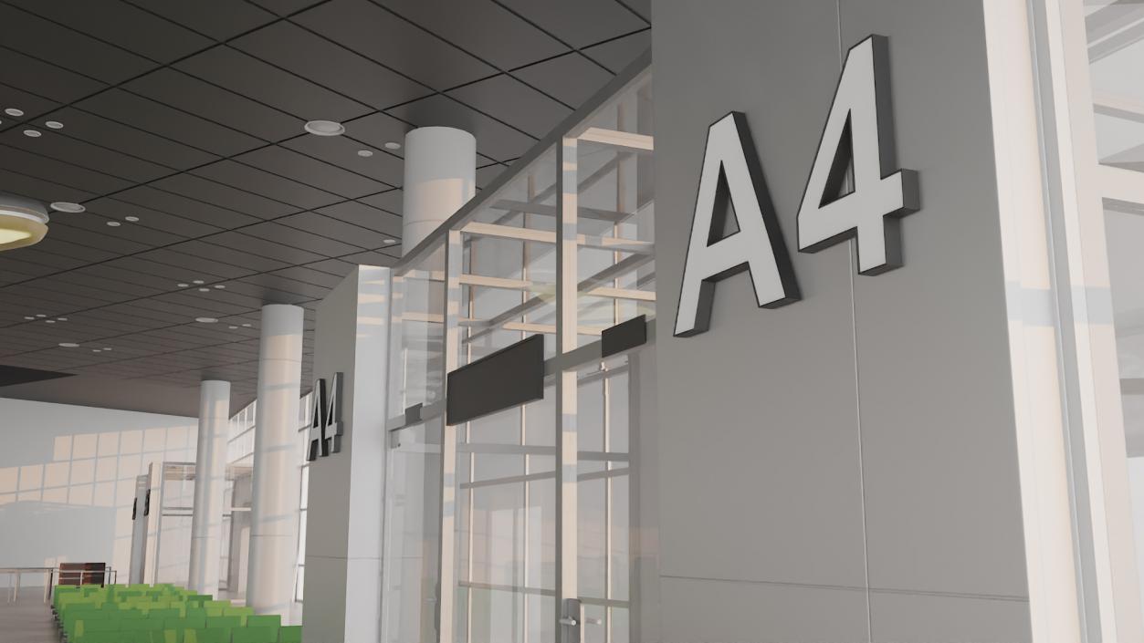 Modern Airport Terminal Interior 3D