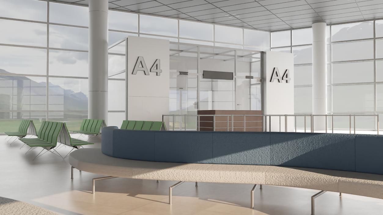 Modern Airport Terminal Interior 3D