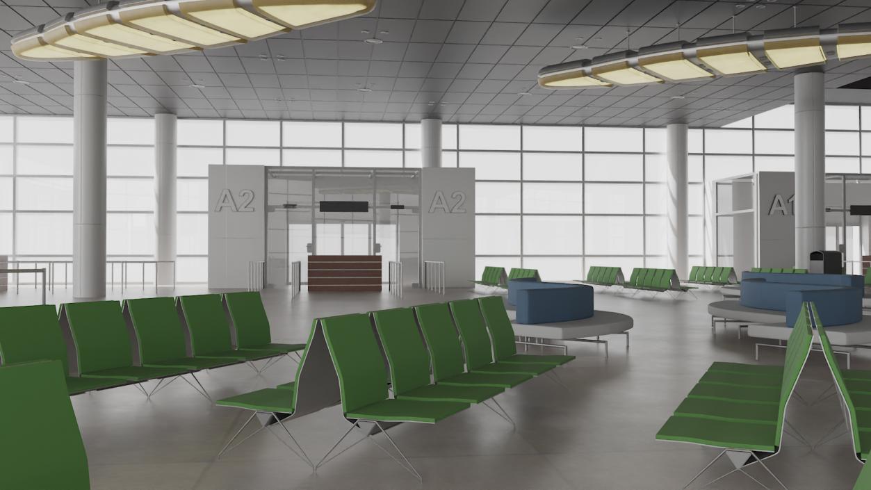 Modern Airport Terminal Interior 3D