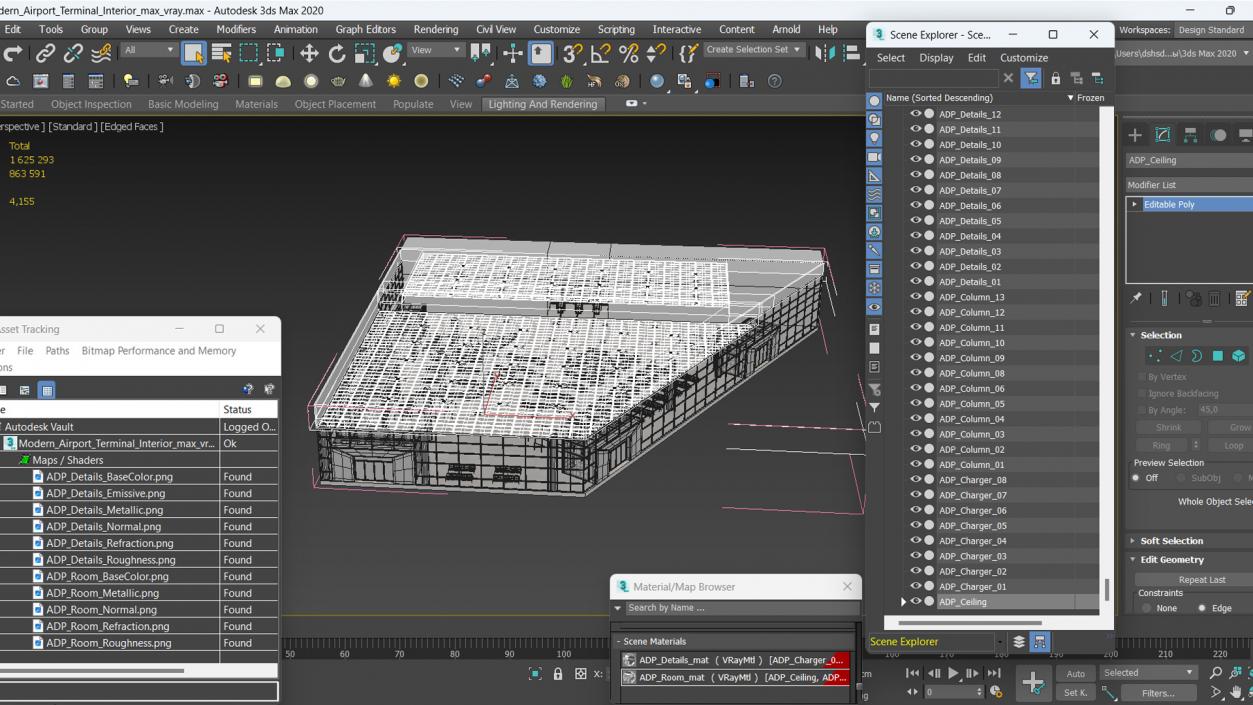 Modern Airport Terminal Interior 3D