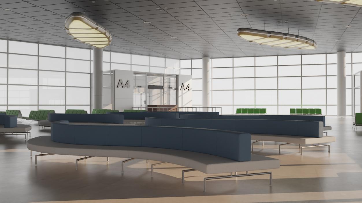 Modern Airport Terminal Interior 3D