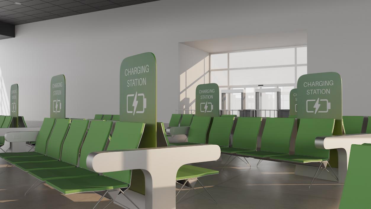 Modern Airport Terminal Interior 3D