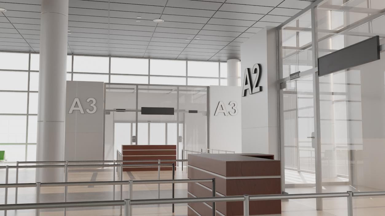 Modern Airport Terminal Interior 3D