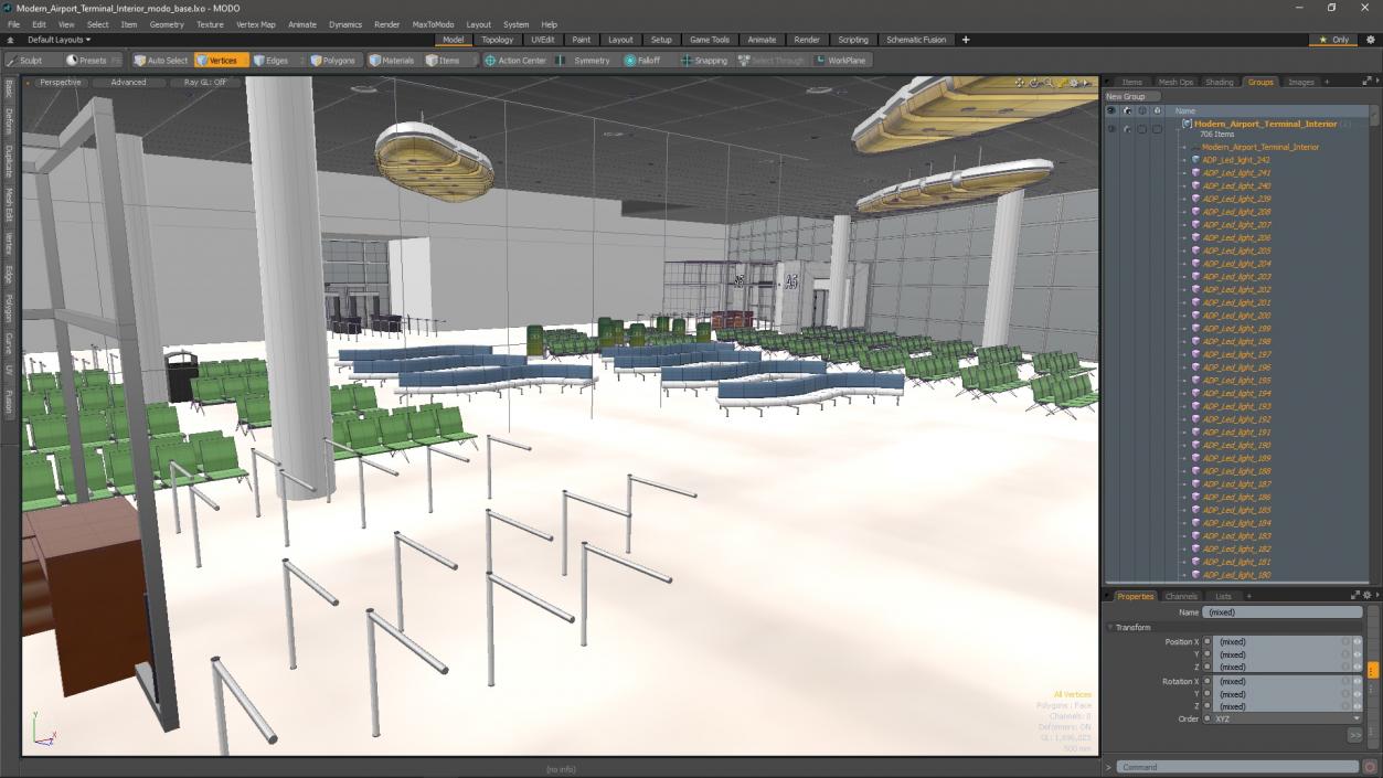 Modern Airport Terminal Interior 3D