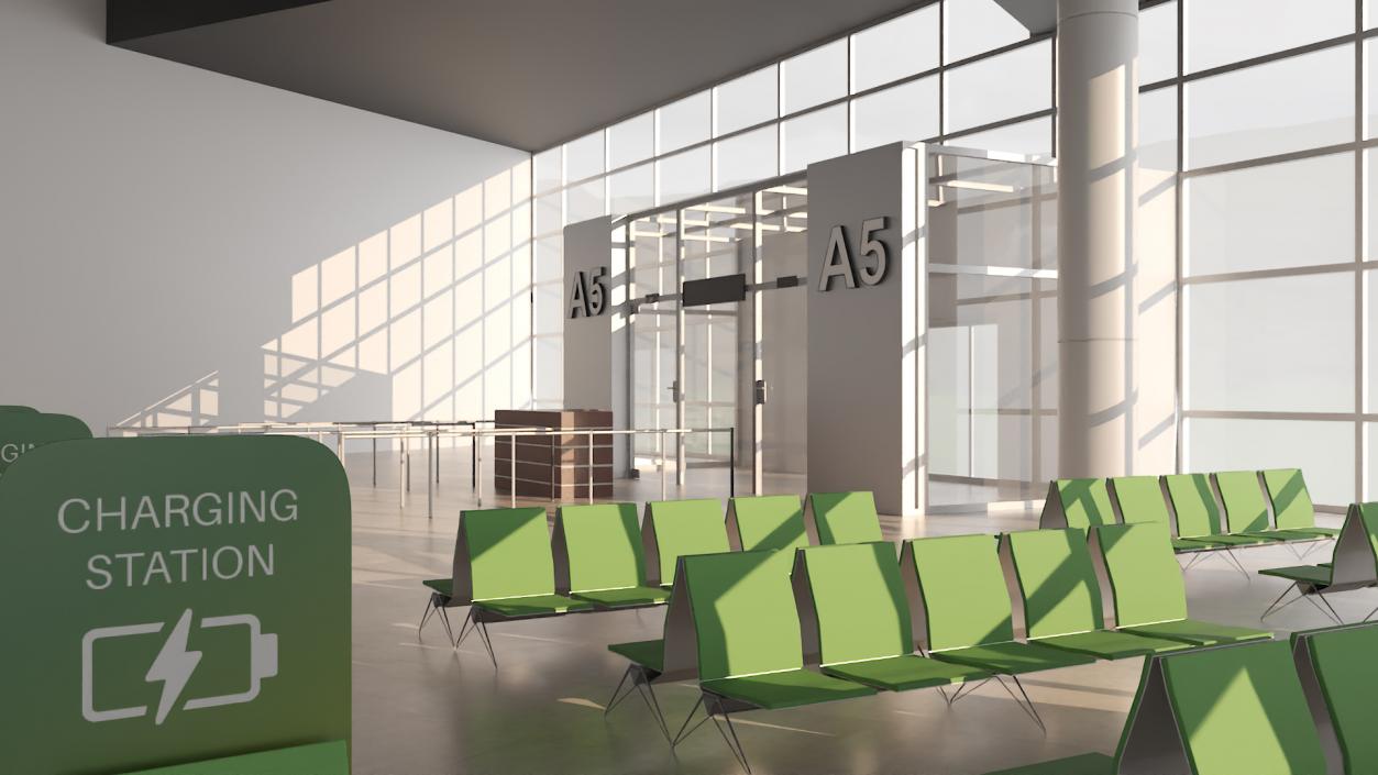 Modern Airport Terminal Interior 3D