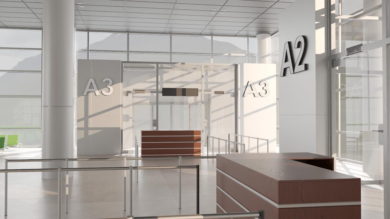 Modern Airport Terminal Interior 3D