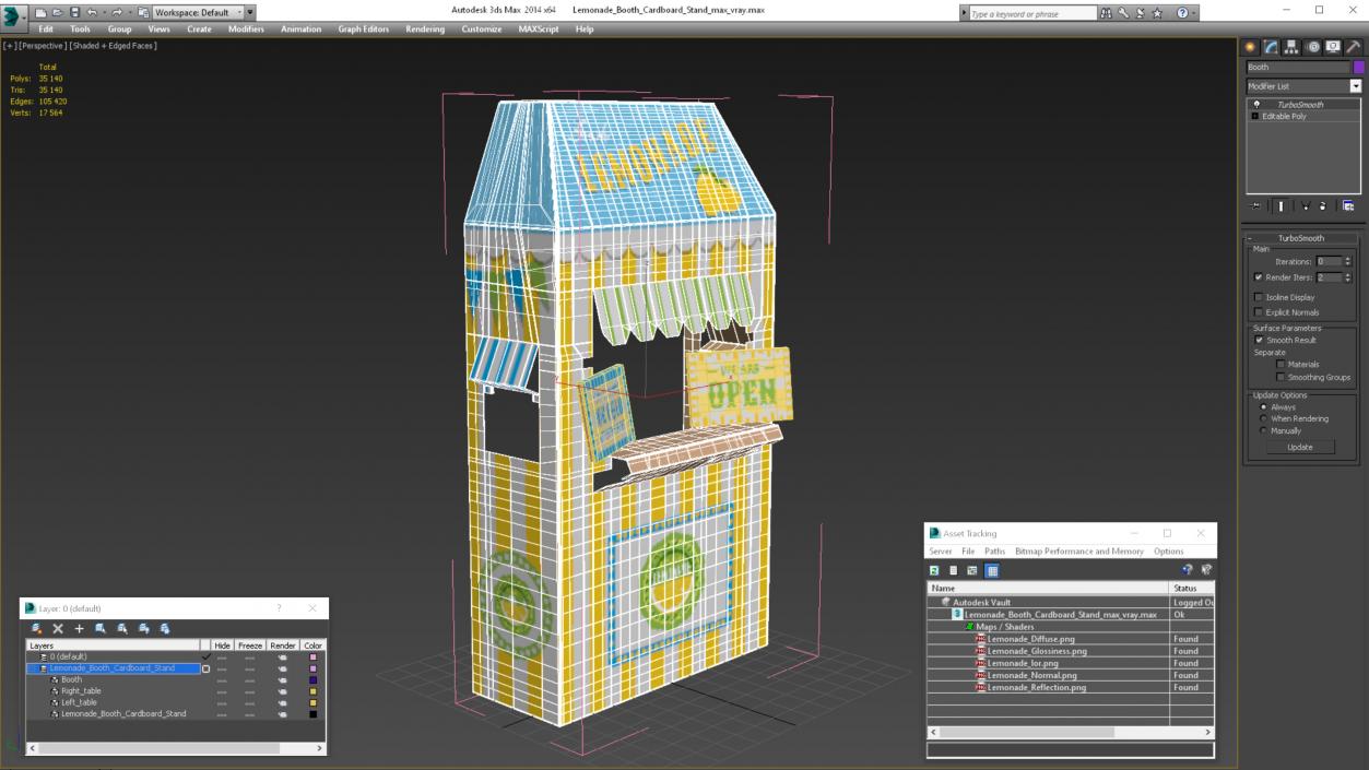 3D model Lemonade Booth Cardboard Stand