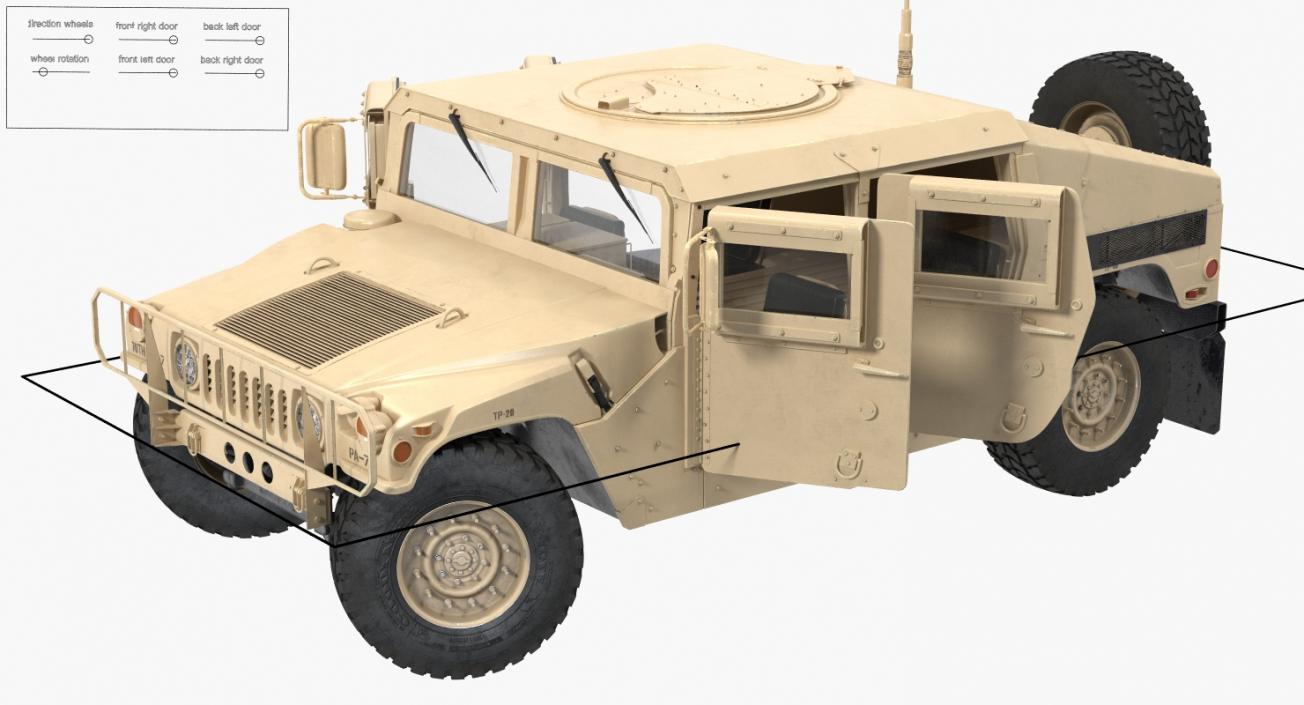 3D Humvee M1151 Rigged Desert