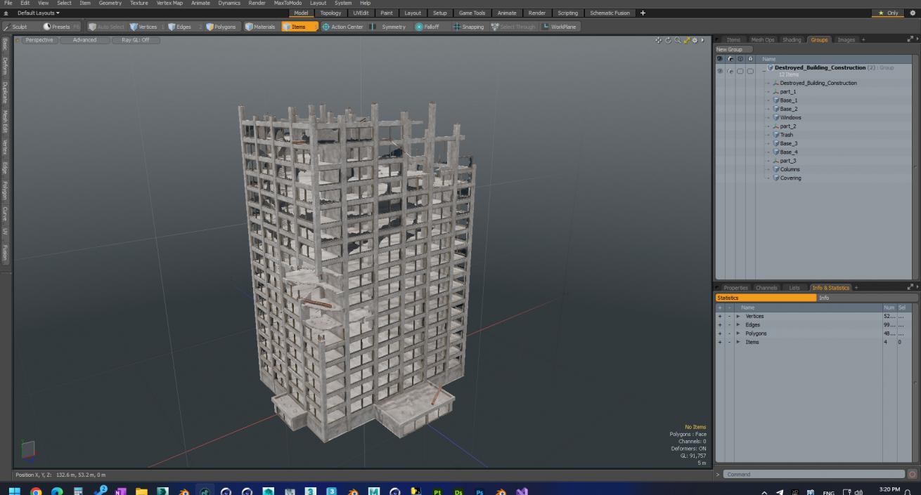 3D Destroyed Building Construction