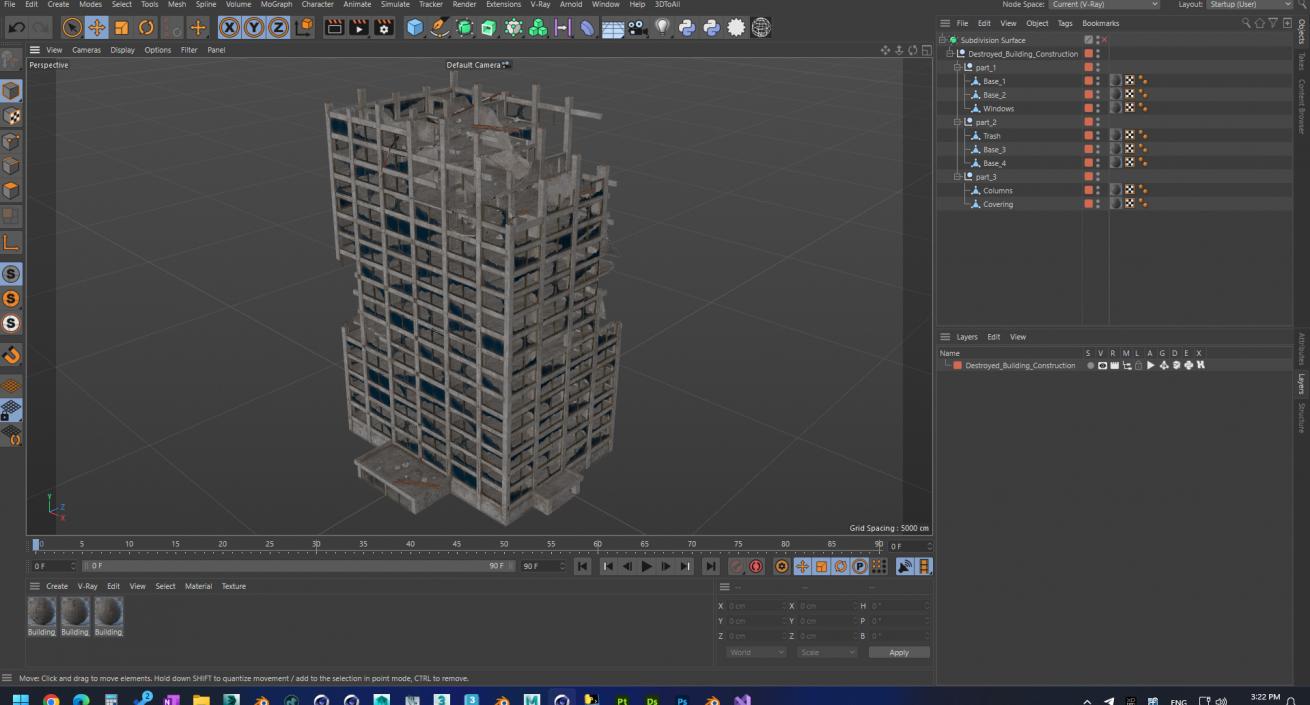 3D Destroyed Building Construction