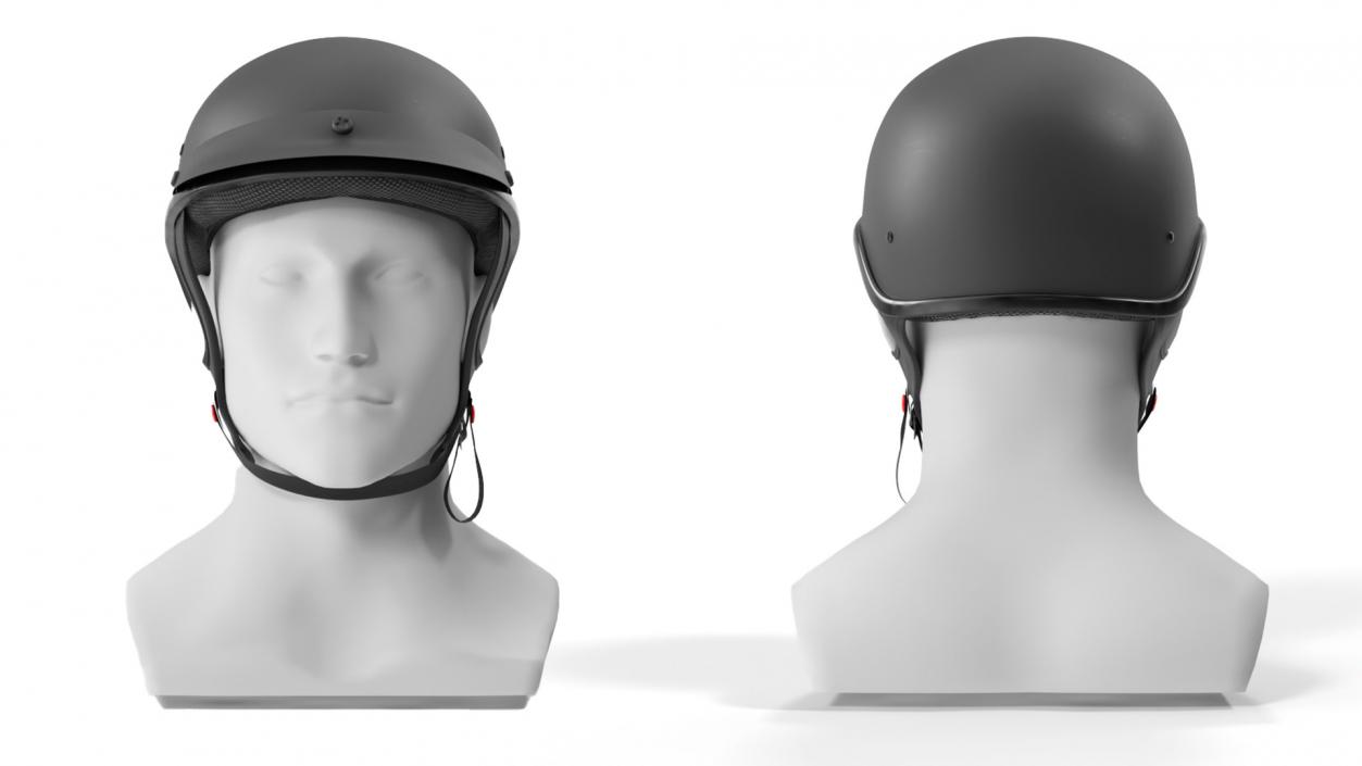 3D Classic Motorcycle Helmet on Mannequin model