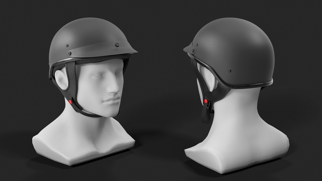 3D Classic Motorcycle Helmet on Mannequin model