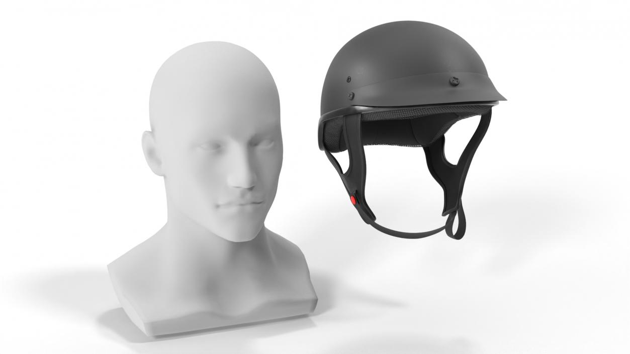 3D Classic Motorcycle Helmet on Mannequin model