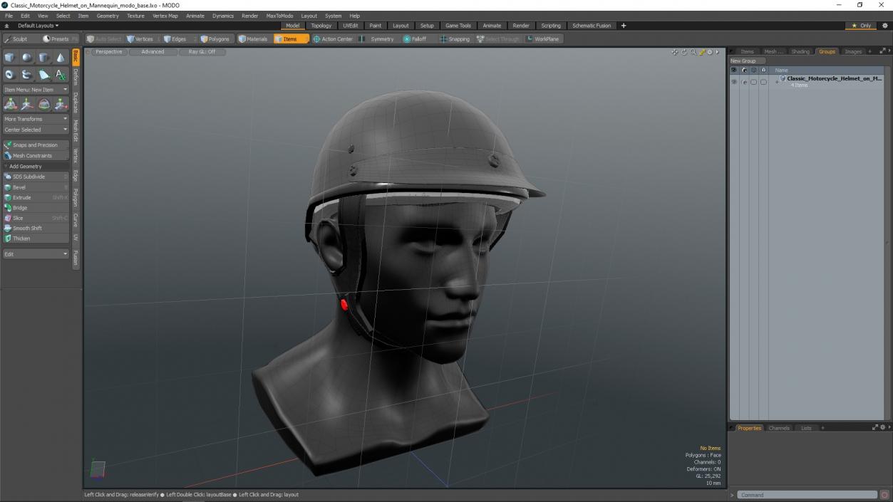 3D Classic Motorcycle Helmet on Mannequin model