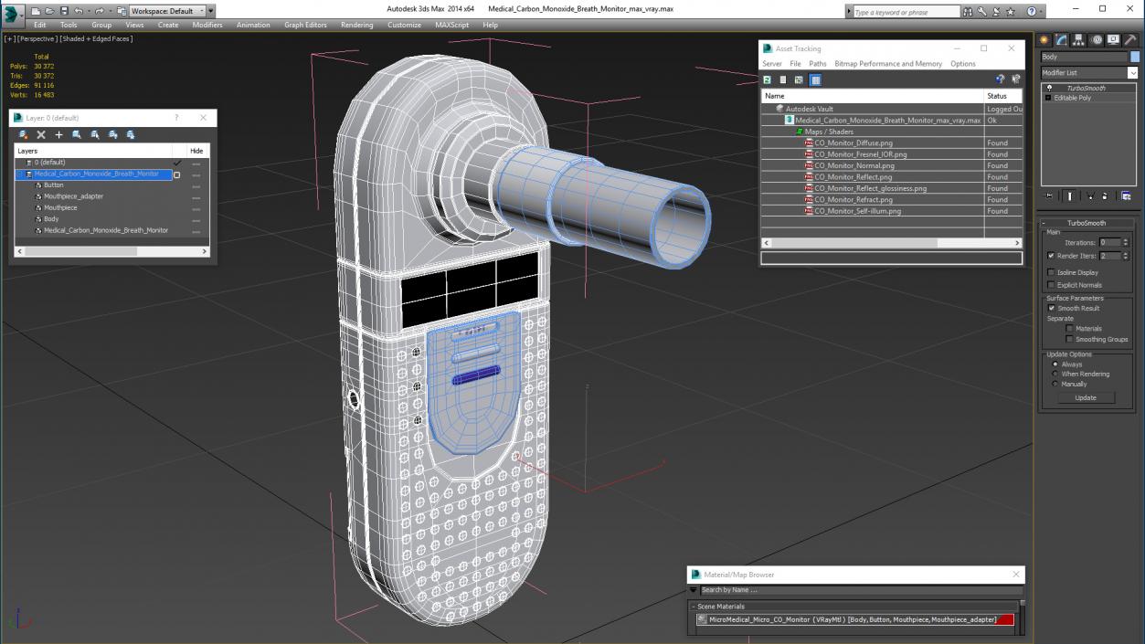 3D Medical Carbon Monoxide Breath Monitor model