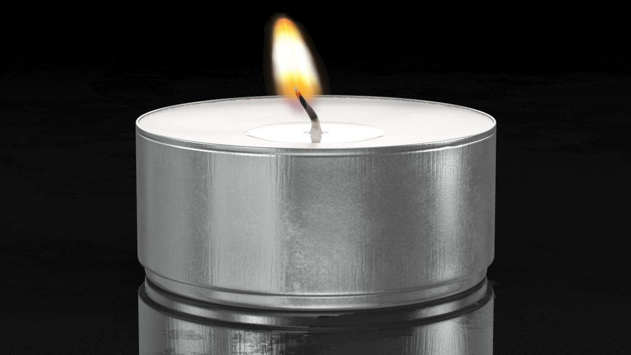 3D Burning Tealight Candle in Metal Cup