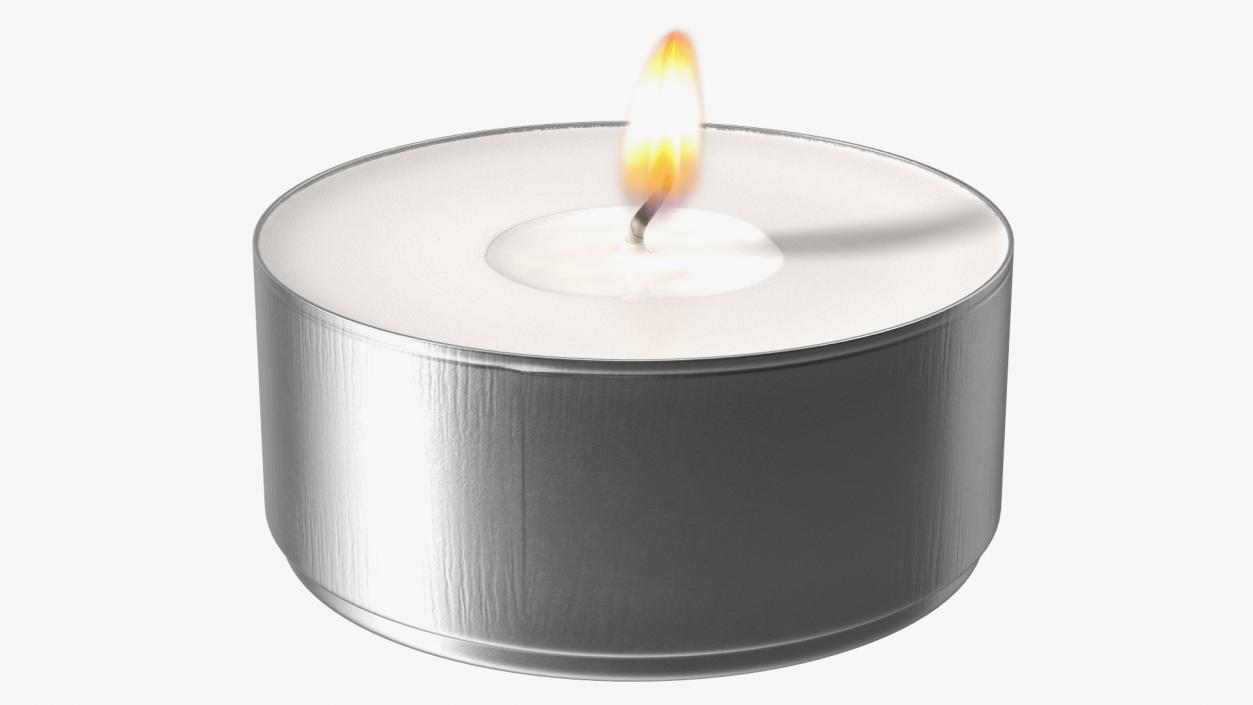 3D Burning Tealight Candle in Metal Cup