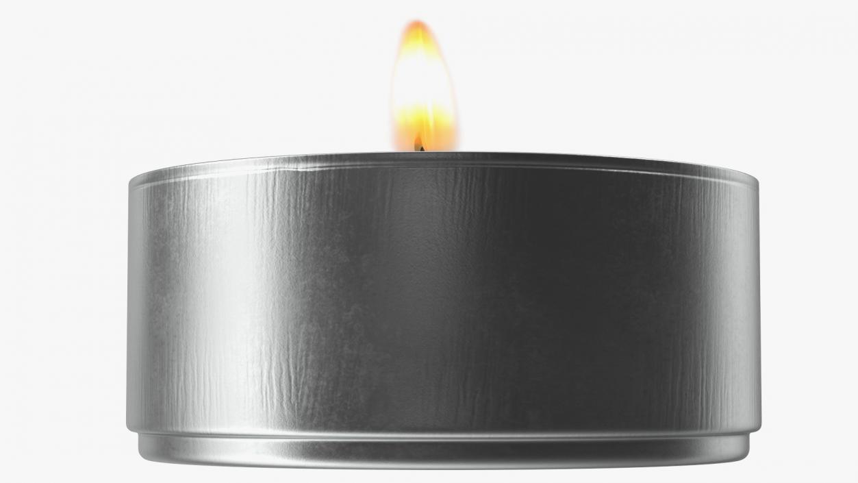 3D Burning Tealight Candle in Metal Cup