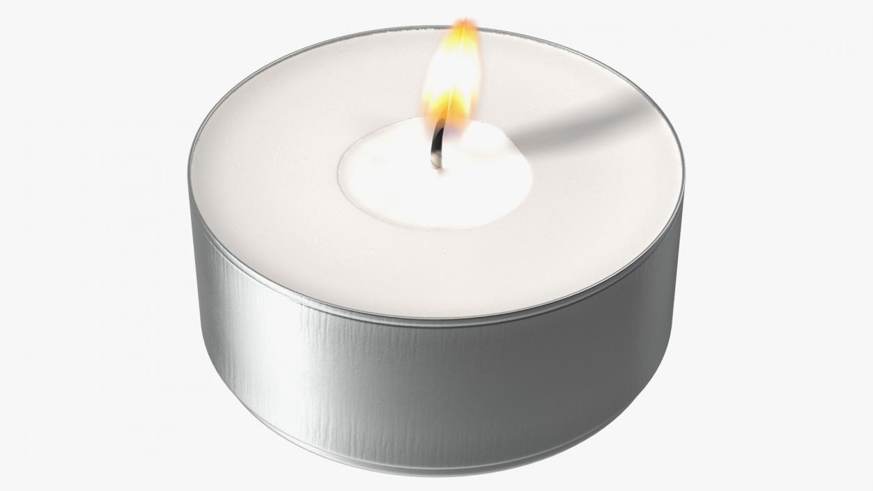 3D Burning Tealight Candle in Metal Cup