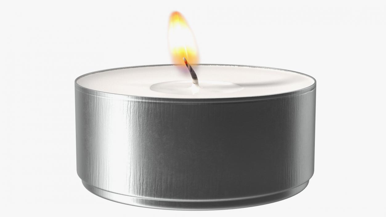 3D Burning Tealight Candle in Metal Cup