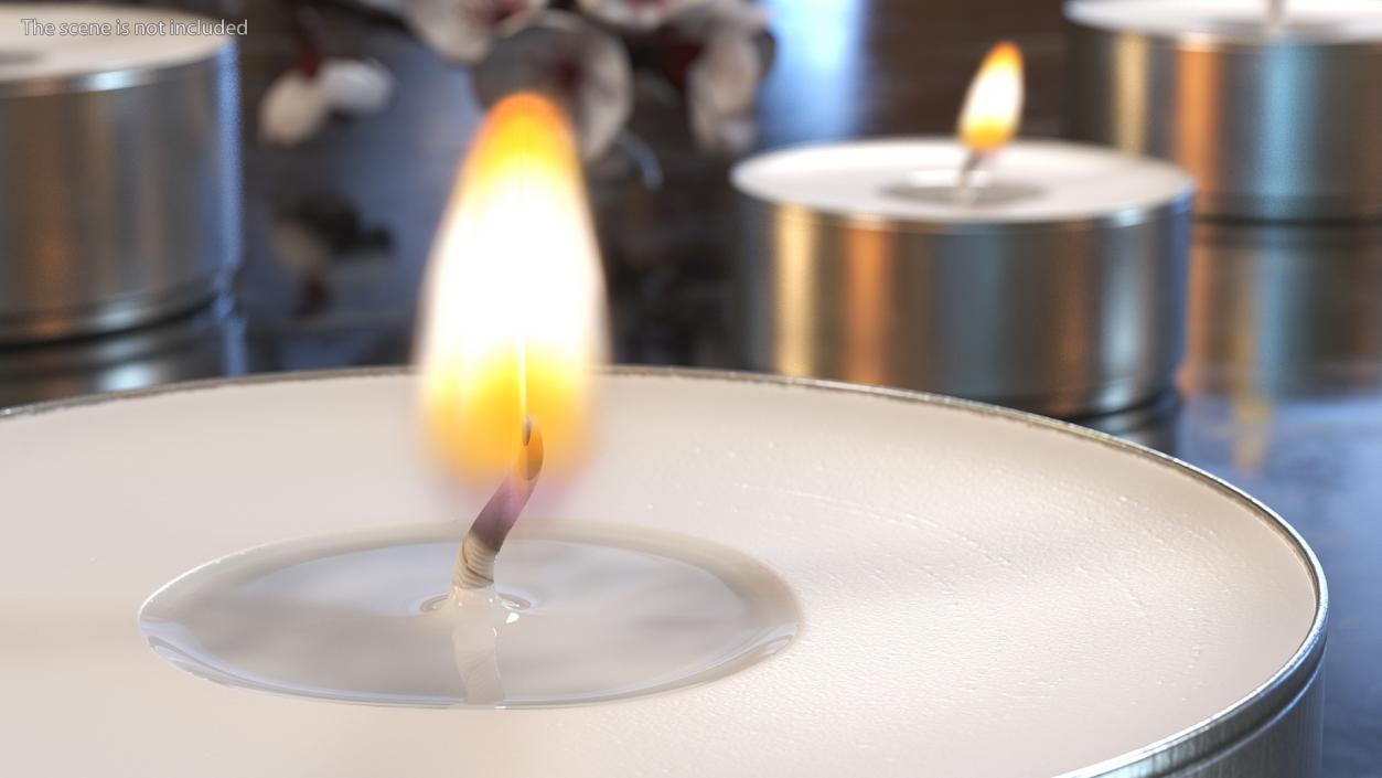 3D Burning Tealight Candle in Metal Cup