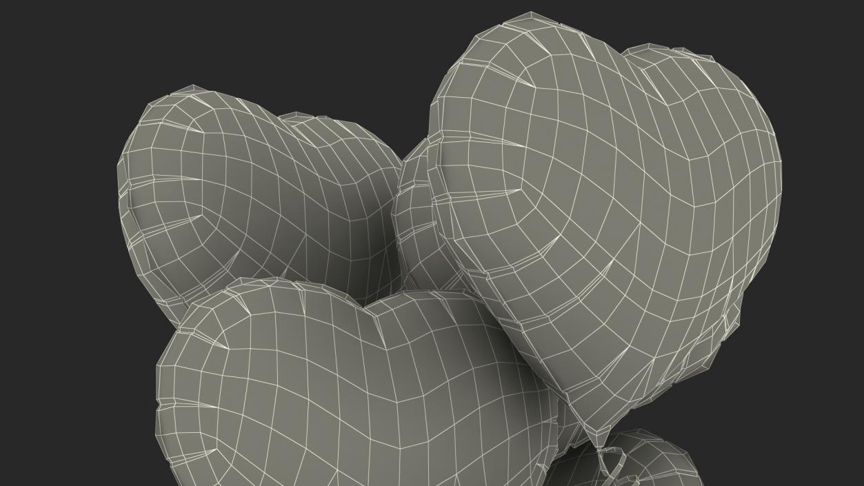 3D model Heart Shaped Silver Balloons Tied to Gift Box