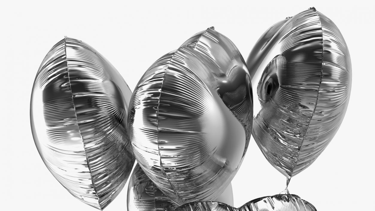 3D model Heart Shaped Silver Balloons Tied to Gift Box