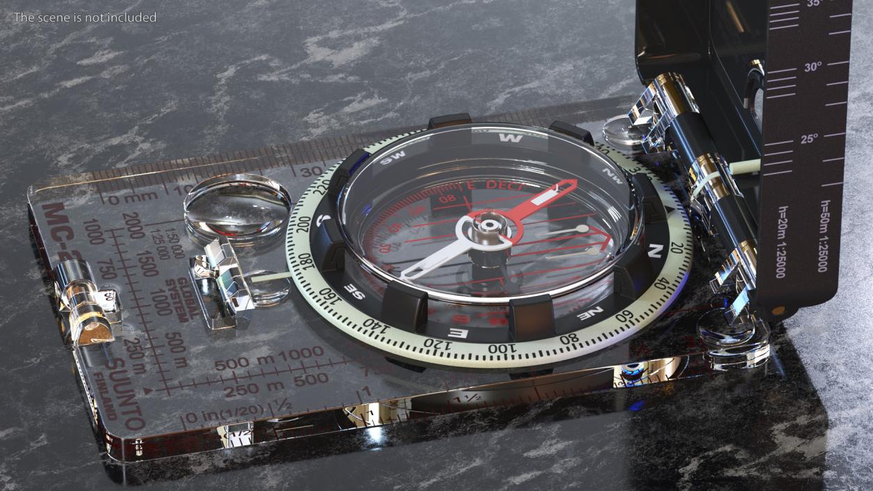 3D model Mirror Sighting Compass Closed