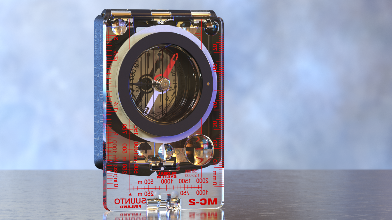 3D model Mirror Sighting Compass Closed