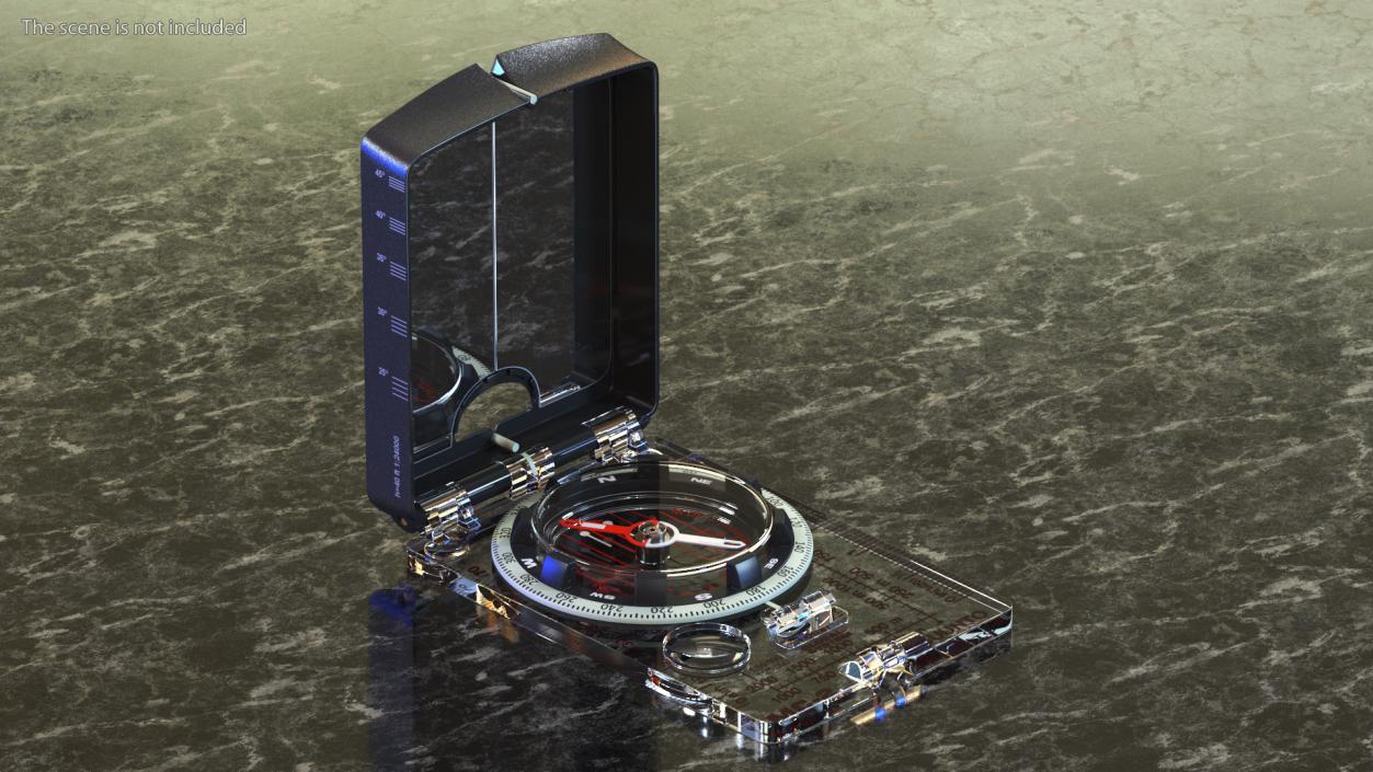 3D model Mirror Sighting Compass Closed